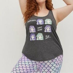 Torrid Disney The Little Mermaid Active Tank Ariel Charcoal Grey Size 5X